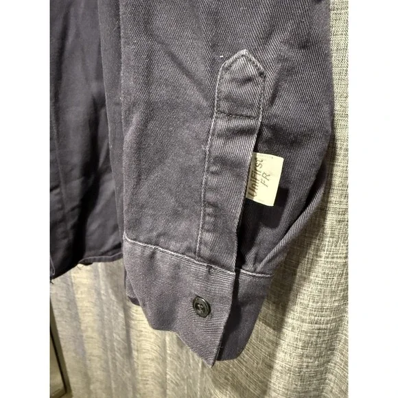 Amorex FR by UniFirst Button Up Long Sleeve Shirt 16.5 ARC 2 Navy Blue UltraSoft - Picture 6 of 10